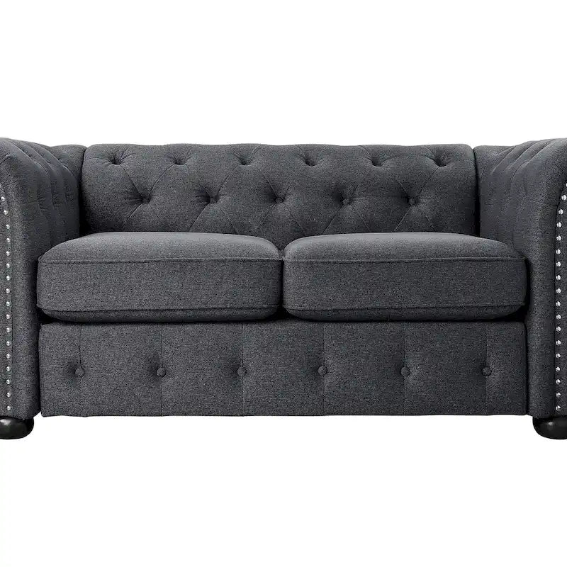 Corvus Aleksis 2-teiliges Chesterfield-Sofa- und Loveseat-Set mit Knopftuftung und gerollten Armlehnen