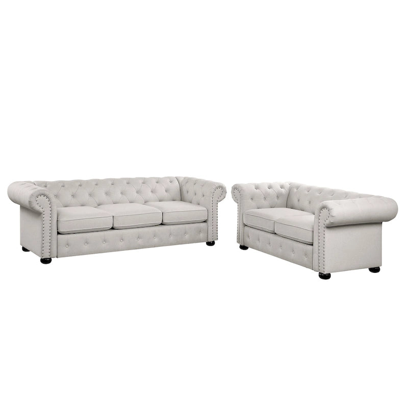 Corvus Aleksis 2-teiliges Chesterfield-Sofa- und Loveseat-Set mit Knopftuftung und gerollten Armlehnen