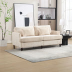 HOMEFUN Chenille Upholstered Mid Century Modern Wood Frame Loveseat for Living Room