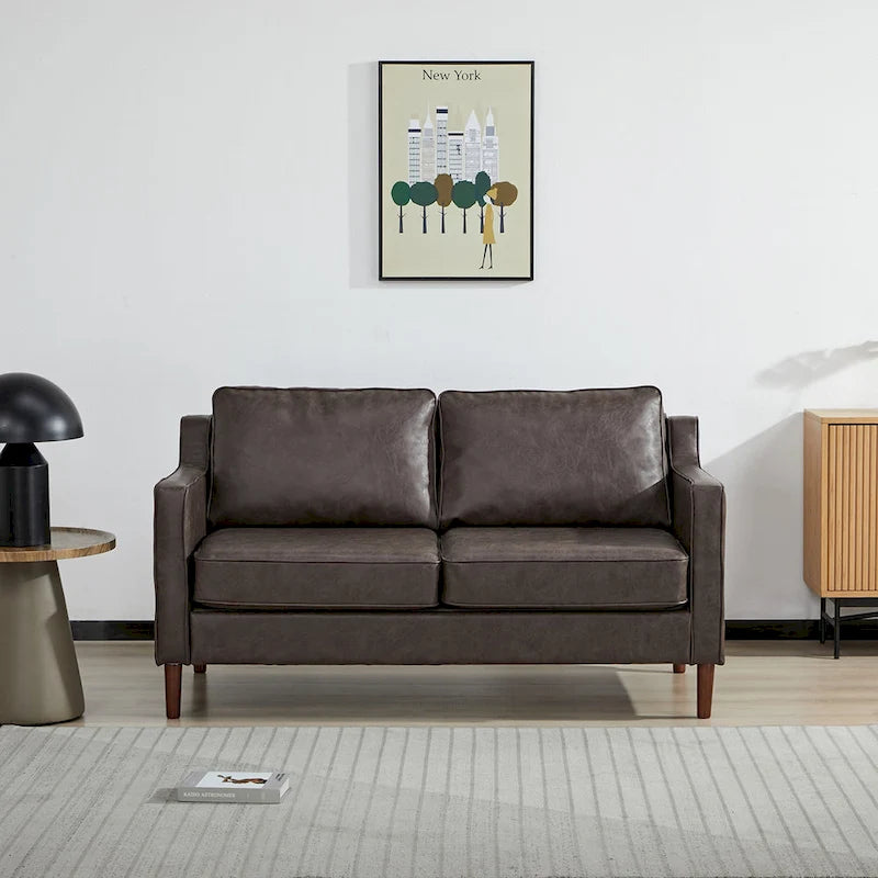 Modernes Zweisitzer-Sofa Sedona, Kunstleinen / veganes Leder – N/A