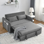 Sofá biplaza convertible moderno de terciopelo, sofá cama con 2 almohadas