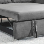 Sofá biplaza convertible moderno de terciopelo, sofá cama con 2 almohadas