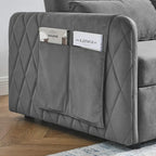 Sofá biplaza convertible moderno de terciopelo, sofá cama con 2 almohadas