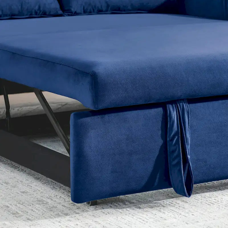 Sofá biplaza convertible moderno de terciopelo, sofá cama con 2 almohadas