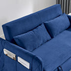 Sofá biplaza convertible moderno de terciopelo, sofá cama con 2 almohadas