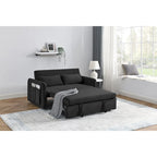 Sofá biplaza convertible moderno de terciopelo, sofá cama con 2 almohadas
