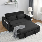 Sofá biplaza convertible moderno de terciopelo, sofá cama con 2 almohadas