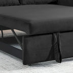 Sofá biplaza convertible moderno de terciopelo, sofá cama con 2 almohadas