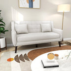 Nowoczesna pikowana sofa dwuosobowa z tapicerką lnianą