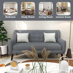 Nowoczesna pikowana sofa dwuosobowa z tapicerką lnianą