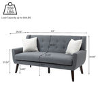 Nowoczesna pikowana sofa dwuosobowa z tapicerką lnianą