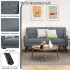 Nowoczesna pikowana sofa dwuosobowa z tapicerką lnianą