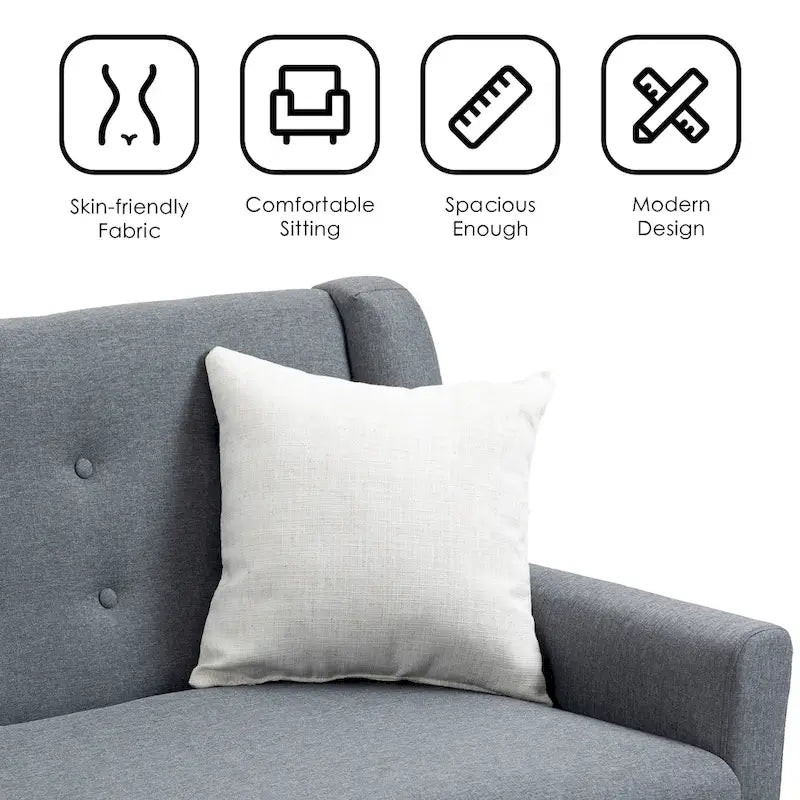 Nowoczesna pikowana sofa dwuosobowa z tapicerką lnianą