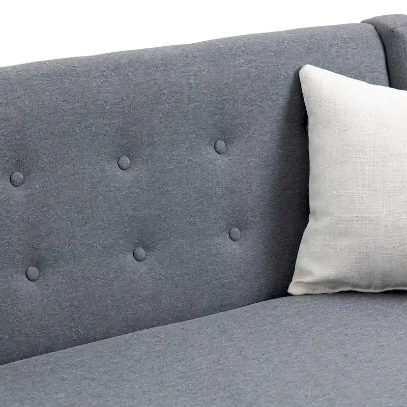 Nowoczesna pikowana sofa dwuosobowa z tapicerką lnianą