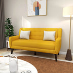 Nowoczesna pikowana sofa dwuosobowa z tapicerką lnianą