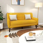 Nowoczesna pikowana sofa dwuosobowa z tapicerką lnianą