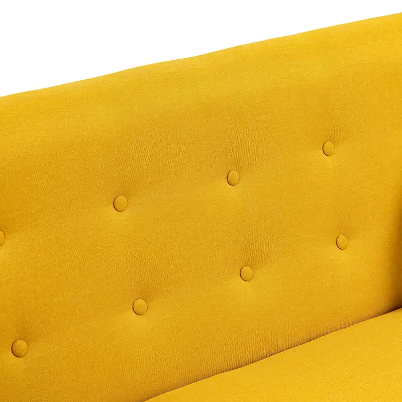 Nowoczesna pikowana sofa dwuosobowa z tapicerką lnianą