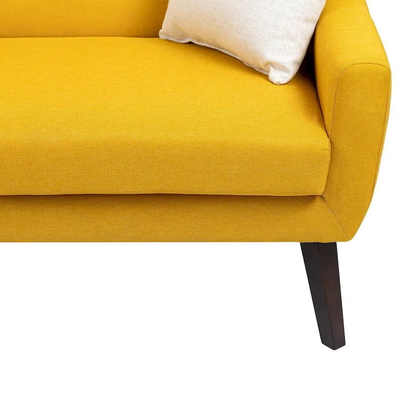 Nowoczesna pikowana sofa dwuosobowa z tapicerką lnianą