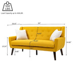 Nowoczesna pikowana sofa dwuosobowa z tapicerką lnianą