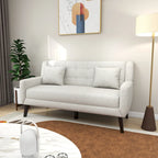 Nowoczesna pikowana sofa dwuosobowa z tapicerką lnianą