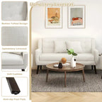 Nowoczesna pikowana sofa dwuosobowa z tapicerką lnianą