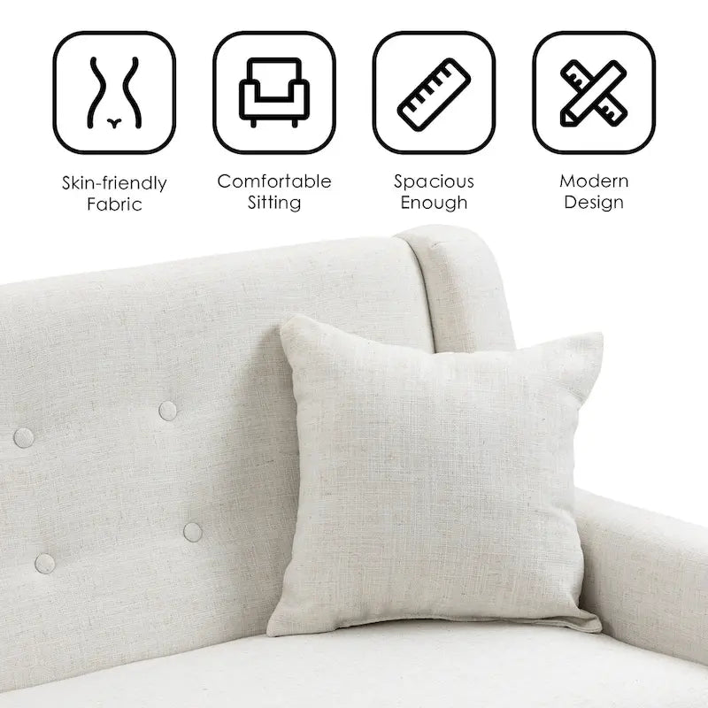 Nowoczesna pikowana sofa dwuosobowa z tapicerką lnianą