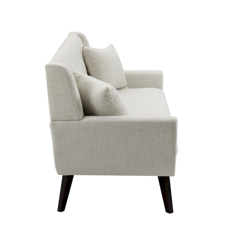 Nowoczesna pikowana sofa dwuosobowa z tapicerką lnianą