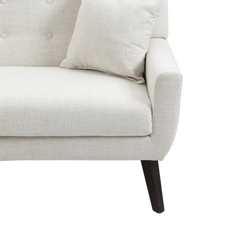 Nowoczesna pikowana sofa dwuosobowa z tapicerką lnianą