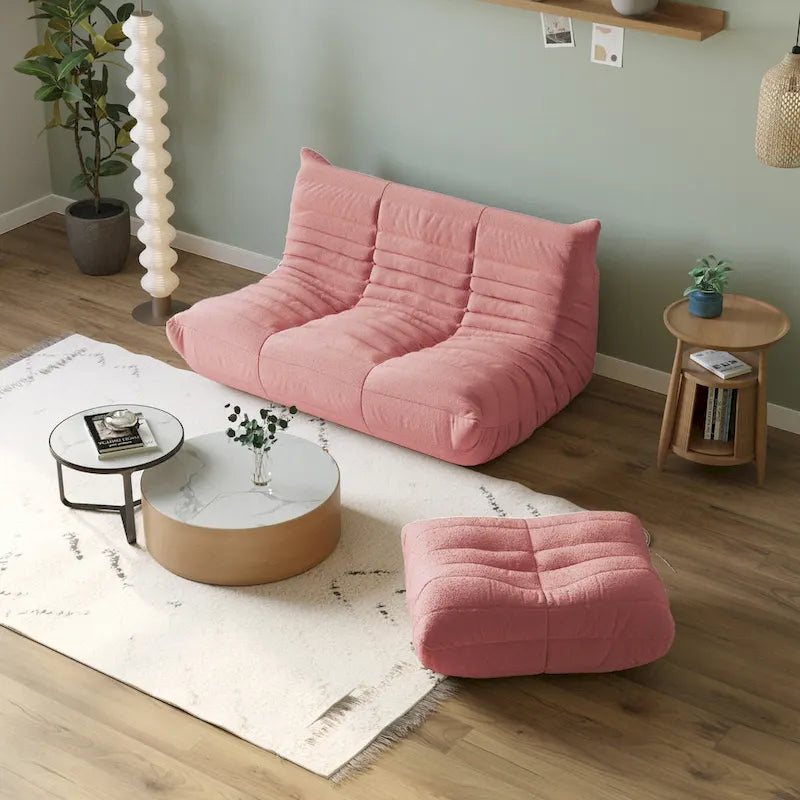 Feature Lazy Sofa Teddy Fabric Couch Living Room Sofa Bean Bag Chair