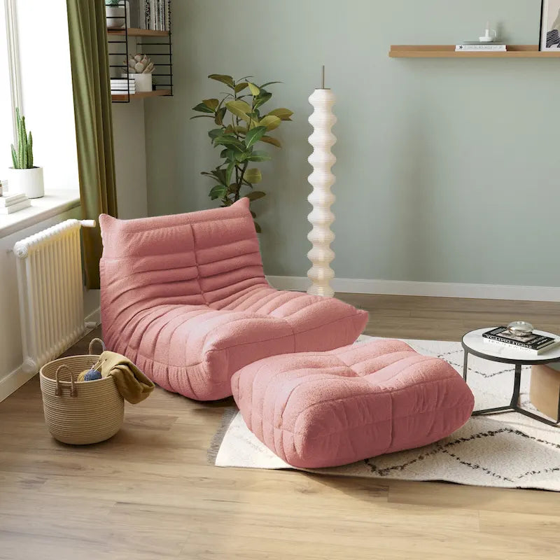 Feature Lazy Sofa Teddy Fabric Couch Living Room Sofa Bean Bag Chair