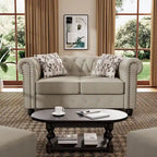 Set Chesterfield Morden Fort imbottito con trapuntatura, divano a 2 posti e divano, 2 PEZZI per il soggiorno, tessuto, lino