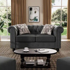 Set Chesterfield Morden Fort imbottito con trapuntatura, divano a 2 posti e divano, 2 PEZZI per il soggiorno, tessuto, lino