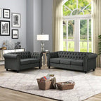 Set Chesterfield Morden Fort imbottito con trapuntatura, divano a 2 posti e divano, 2 PEZZI per il soggiorno, tessuto, lino