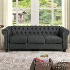 Set Chesterfield Morden Fort imbottito con trapuntatura, divano a 2 posti e divano, 2 PEZZI per il soggiorno, tessuto, lino