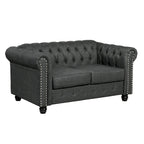 Set Chesterfield Morden Fort imbottito con trapuntatura, divano a 2 posti e divano, 2 PEZZI per il soggiorno, tessuto, lino