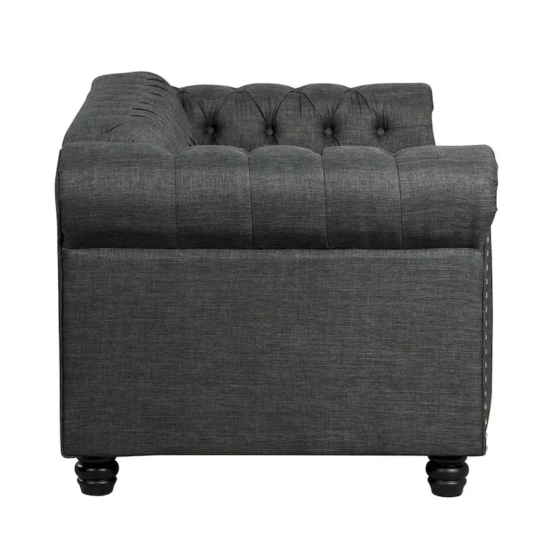 Set Chesterfield Morden Fort imbottito con trapuntatura, divano a 2 posti e divano, 2 PEZZI per il soggiorno, tessuto, lino