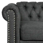 Set Chesterfield Morden Fort imbottito con trapuntatura, divano a 2 posti e divano, 2 PEZZI per il soggiorno, tessuto, lino