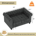 Set Chesterfield Morden Fort imbottito con trapuntatura, divano a 2 posti e divano, 2 PEZZI per il soggiorno, tessuto, lino