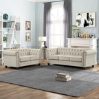 Set Chesterfield Morden Fort imbottito con trapuntatura, divano a 2 posti e divano, 2 PEZZI per il soggiorno, tessuto, lino