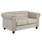 Set Chesterfield Morden Fort imbottito con trapuntatura, divano a 2 posti e divano, 2 PEZZI per il soggiorno, tessuto, lino