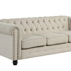Set Chesterfield Morden Fort imbottito con trapuntatura, divano a 2 posti e divano, 2 PEZZI per il soggiorno, tessuto, lino