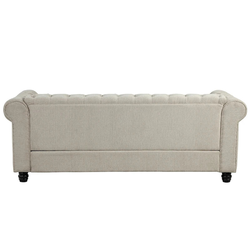 Set Chesterfield Morden Fort imbottito con trapuntatura, divano a 2 posti e divano, 2 PEZZI per il soggiorno, tessuto, lino