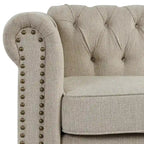 Set Chesterfield Morden Fort imbottito con trapuntatura, divano a 2 posti e divano, 2 PEZZI per il soggiorno, tessuto, lino