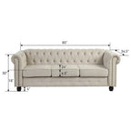 Set Chesterfield Morden Fort imbottito con trapuntatura, divano a 2 posti e divano, 2 PEZZI per il soggiorno, tessuto, lino