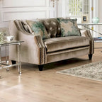 Vynn gepolsterter Zweisitzer aus Massivholz im Übergangsstil von Furniture of America