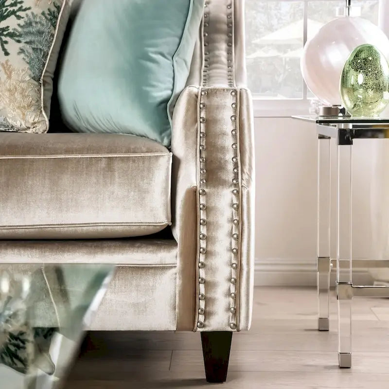 Vynn gepolsterter Zweisitzer aus Massivholz im Übergangsstil von Furniture of America