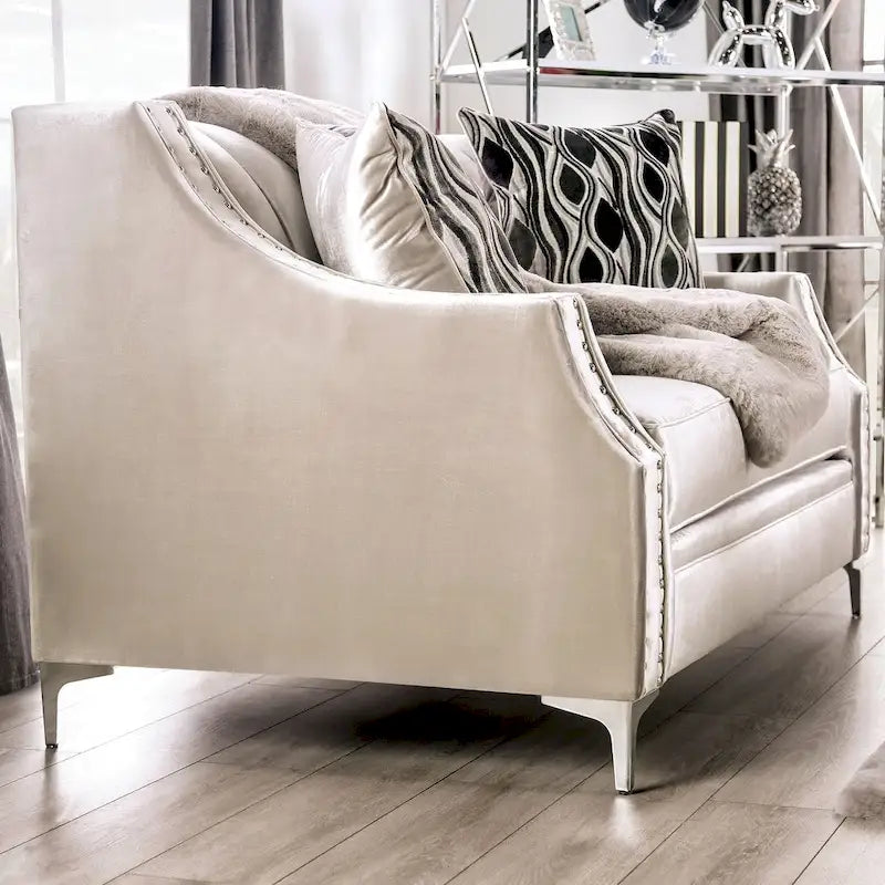 Vynn gepolsterter Zweisitzer aus Massivholz im Übergangsstil von Furniture of America