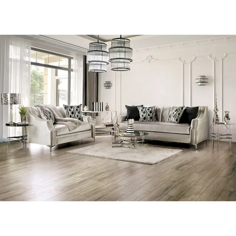 Vynn gepolsterter Zweisitzer aus Massivholz im Übergangsstil von Furniture of America