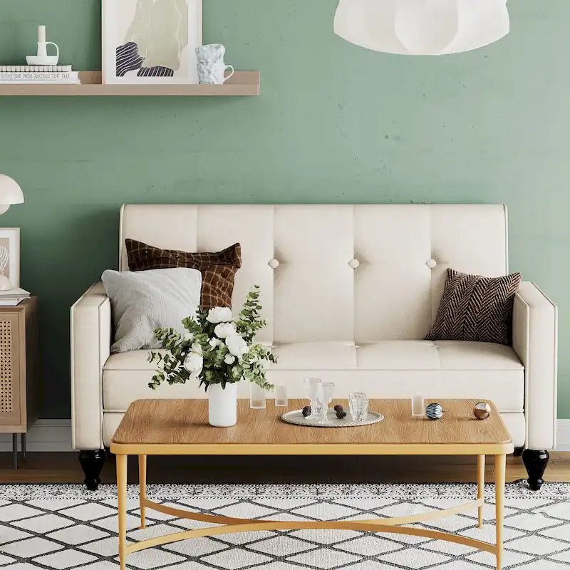Love seat, mini sofá, pequeño settee, banco loveseat para sala de estar y espacios pequeños, pequeños sofás loveseat tapizados con