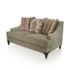 Gisc — współczesna dwuosobowa sofa z tkaniny, z pikowaniem i ozdobnymi ćwiekami, Furniture of America